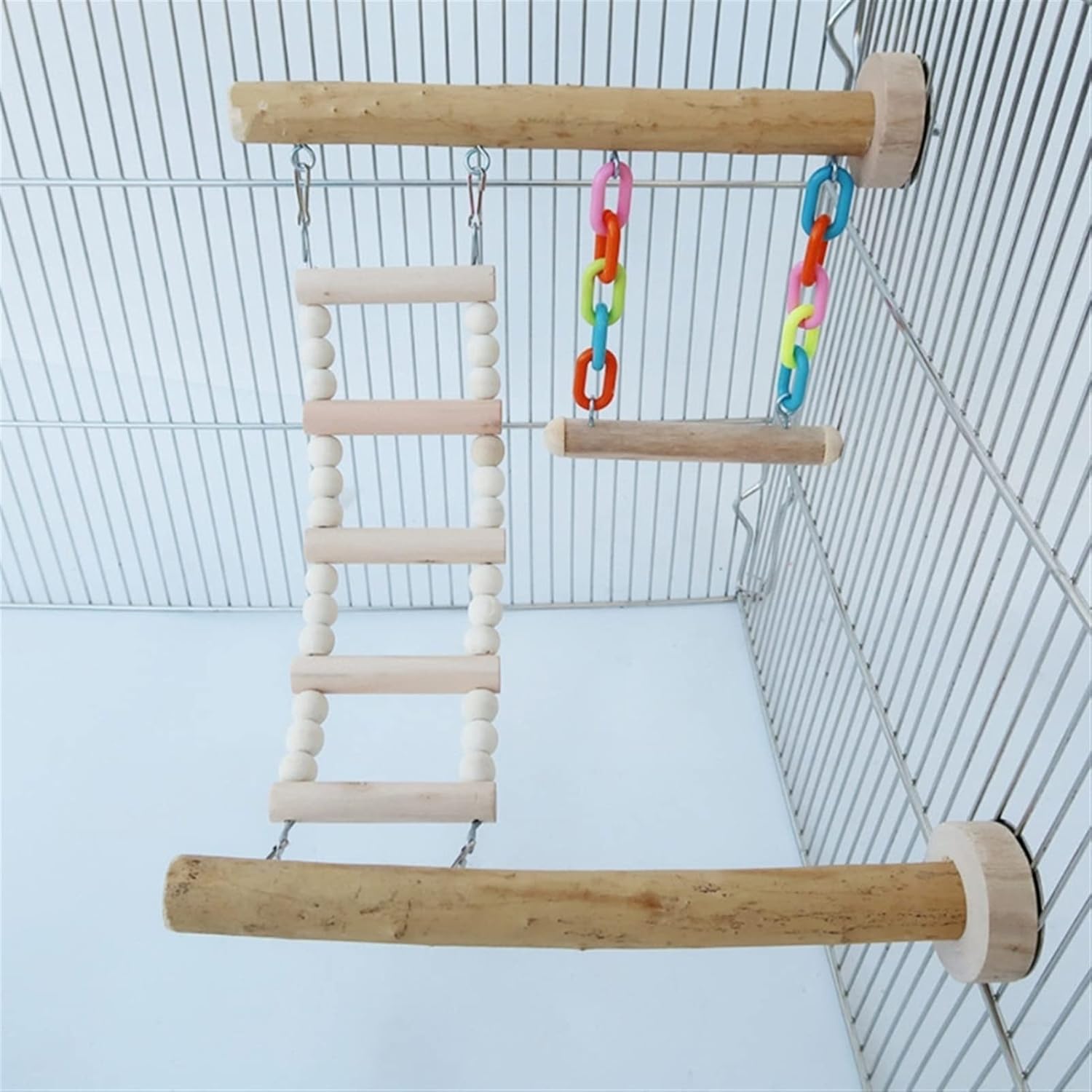Bird Playground Parrot Play Stand，Parrot Stand Wood Bird Perch Stand Toy Parrot Swing Climbing Ladder Birdcage Play Gyms Playground for Parakeet Cockatiel Lovebirds