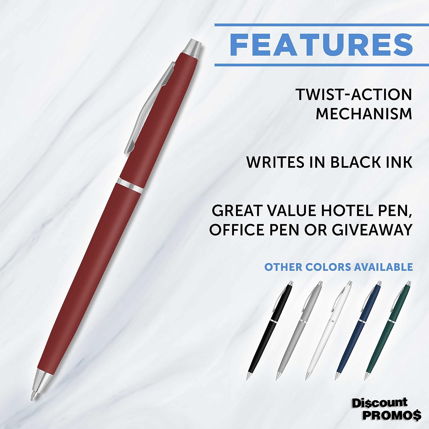 Personalized Langham Ballpoint Pens, Set of 10 by DISCOUNT PROMOS - Black Ink, Great for Office, Business, Tradeshows - Burgundy