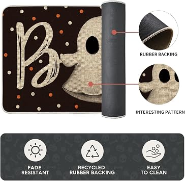 Artoid Mode Black Cats Boo Halloween Kitchen Mats Set of 2-17x29+17x47
