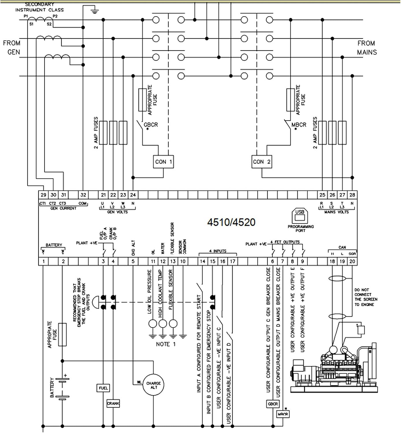 DSE4520 AMF Control Module Automatic Transfer Switch with LCD Display, Generator Auto Start Controller Mains Failure Detection Self Starting Kit