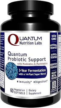 Quantum Nutrition Labs Probiotic Support - Pre Pro Post Biotics for Women & Men Prebiotics, Probiotics, Postbiotics & Phytobiotics - 60 Vegetarian Softgel Capsules