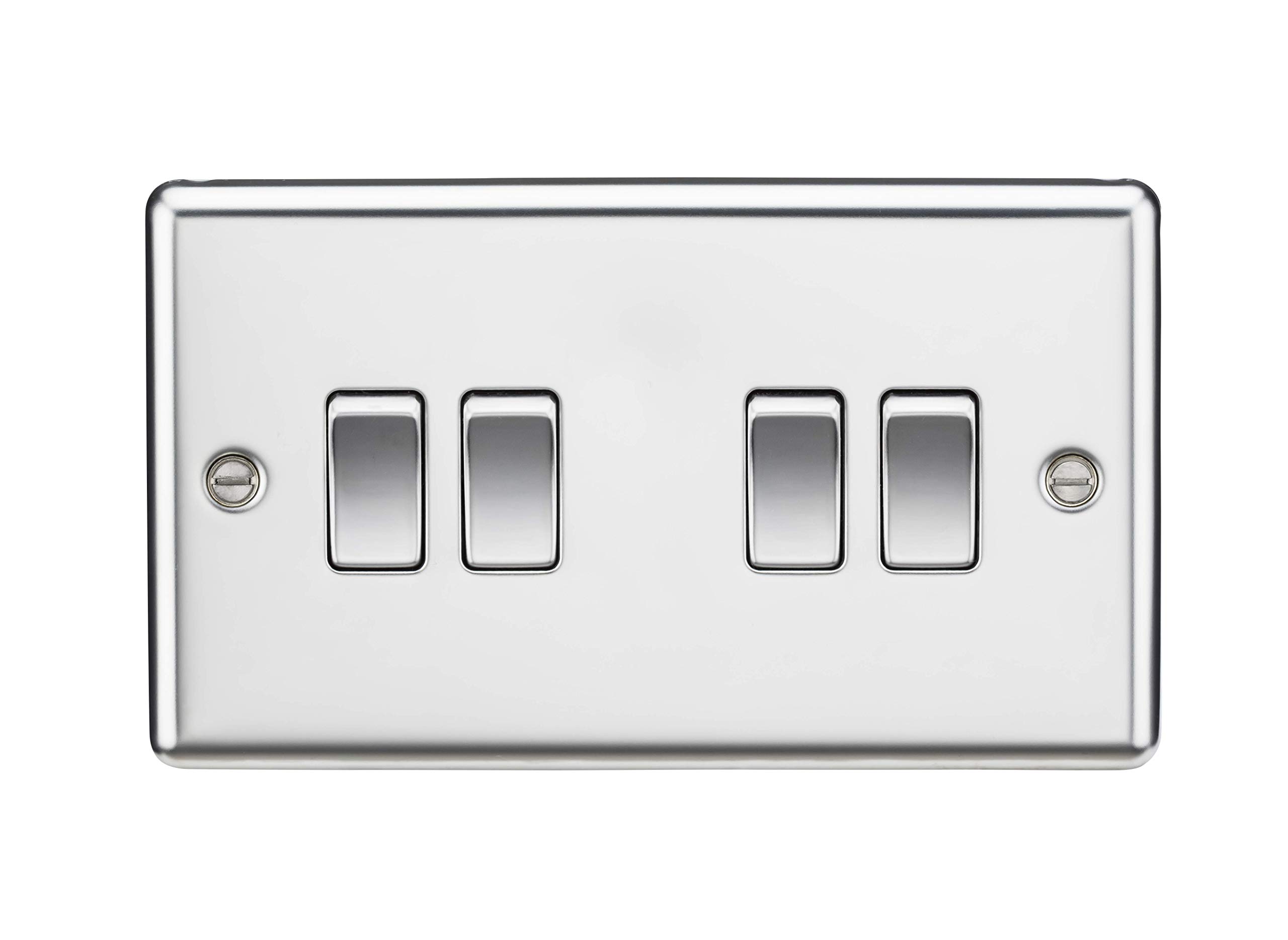 Knightsbridge Polished Chrome 10Ax 4G 2 Way Plate Switch - Rounded Edge