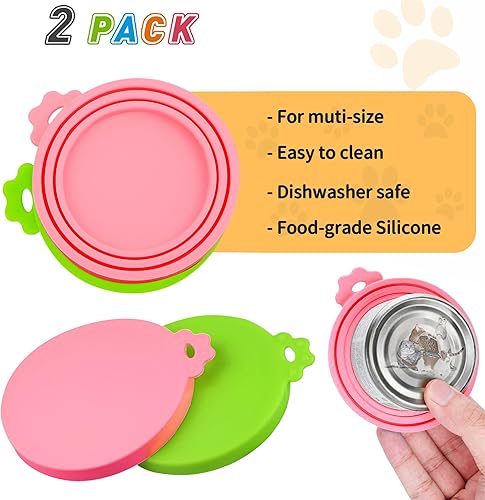 Miniatura 9 de Lydia's Deal Paquete de 2 fundas universales de silicona para latas de comida para perros y gatos, se adapta a la mayoría de latas de comida de