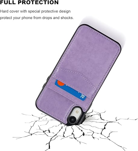 Miniatura 6 de KIHUWEY Funda compatible con iPhone XR con soporte para tarjeta de crédito, cierre magnético de cuero de alta calidad, resistente funda protectora
