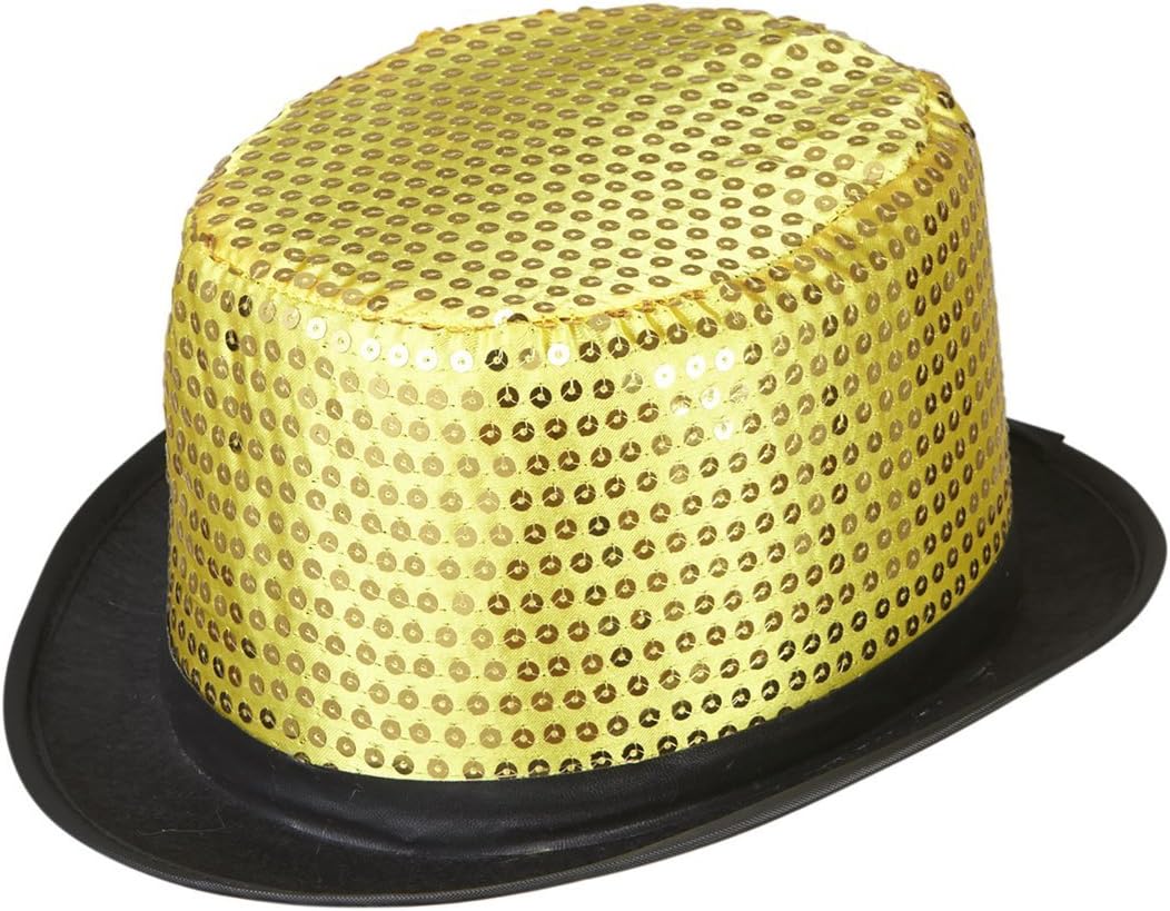 WIDMANN 0439X - Chapeau Pailleté Unisexe Adulte, Chapeau, 10's, 20's, Nouvel An, Spectacle, Danseurs, Carnaval, Taille Unique, Couleur Or