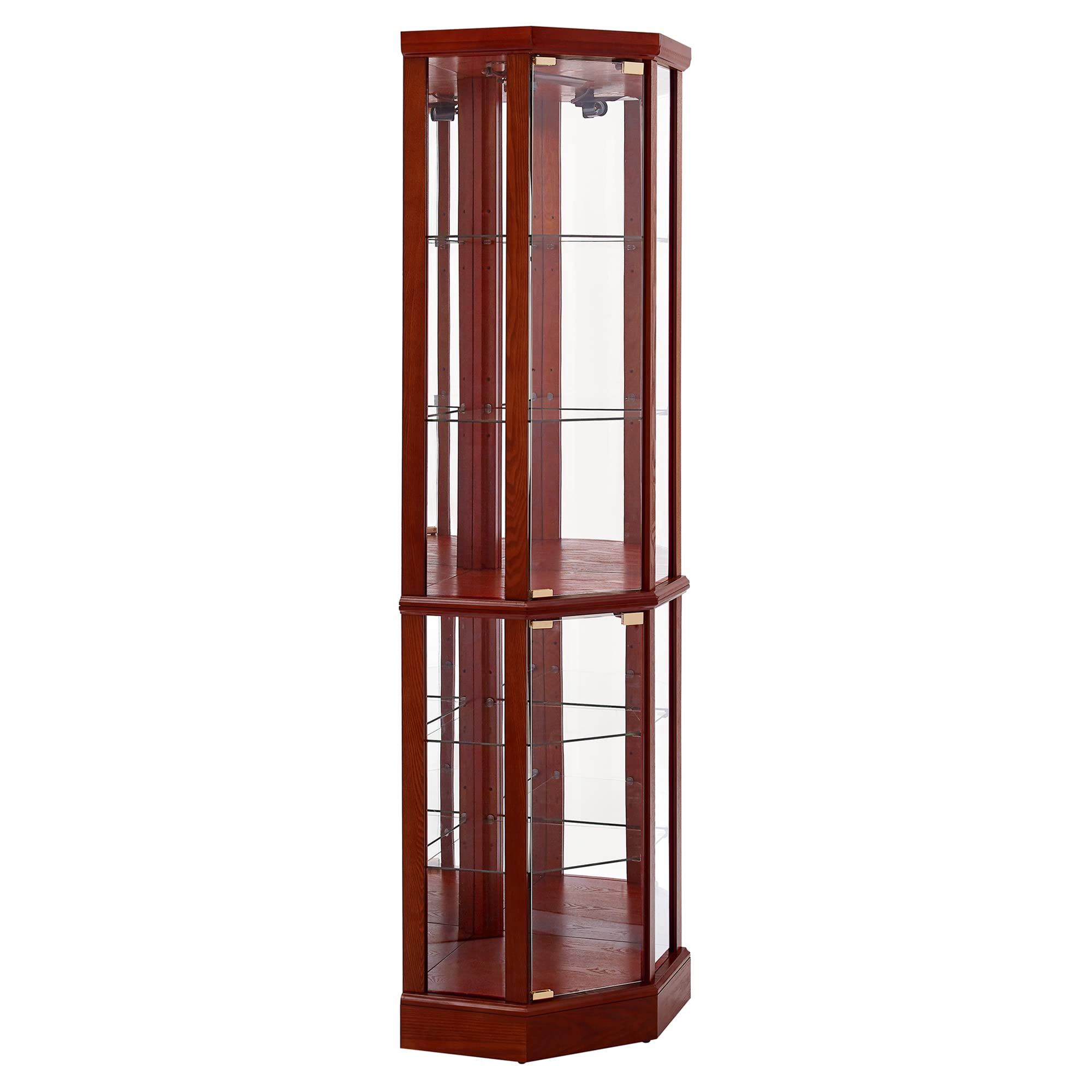 GOOD & GRACIOUS 6 Shelf Lighted Corner Curio with Adjustable