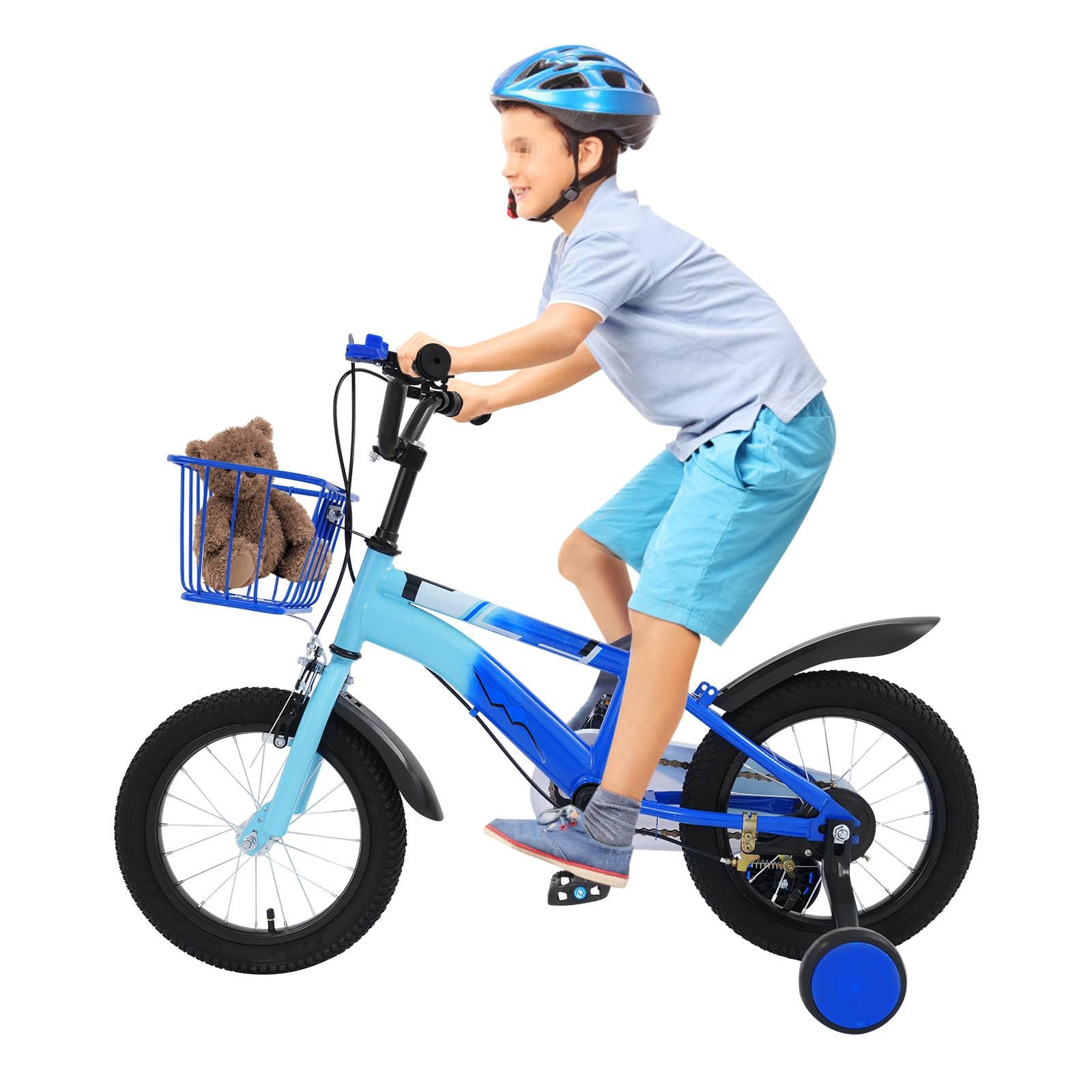 Vélo pour enfant de 14 pouces, avec roues stabilisatrices, pour garçons et filles de 3 à 6 ans, léger et robuste, cadre en acier au carbone de haute qualité, siège et guidon réglables, freins