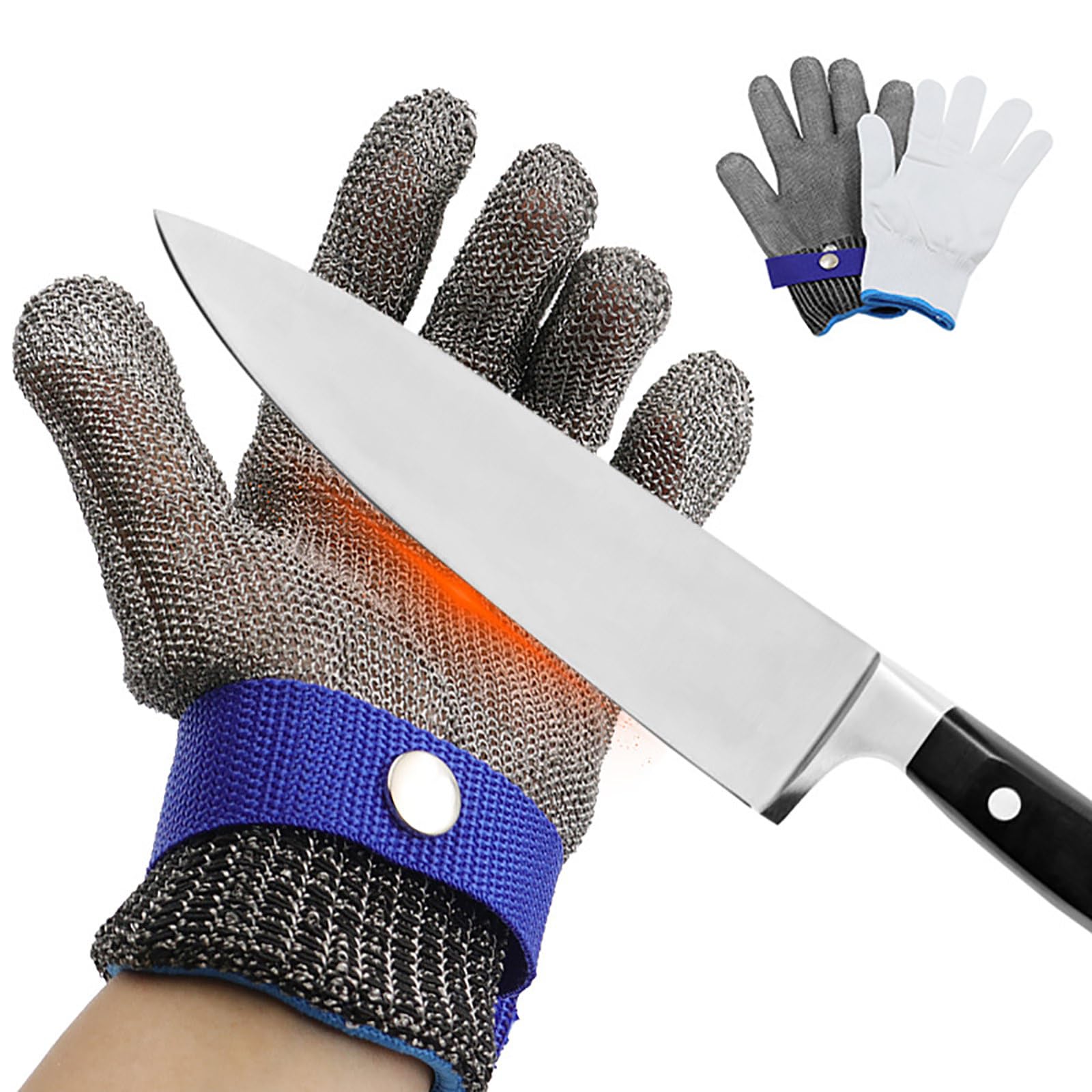 Guantes De Metal Anticorte, Guantes De Trabajo De Seguridad, Guantes De Carnicero De Acero Inoxidable 316L, ProteccióN De Nivel 5, para Operaciones De Corte con Sierra EléCtrica,XS
