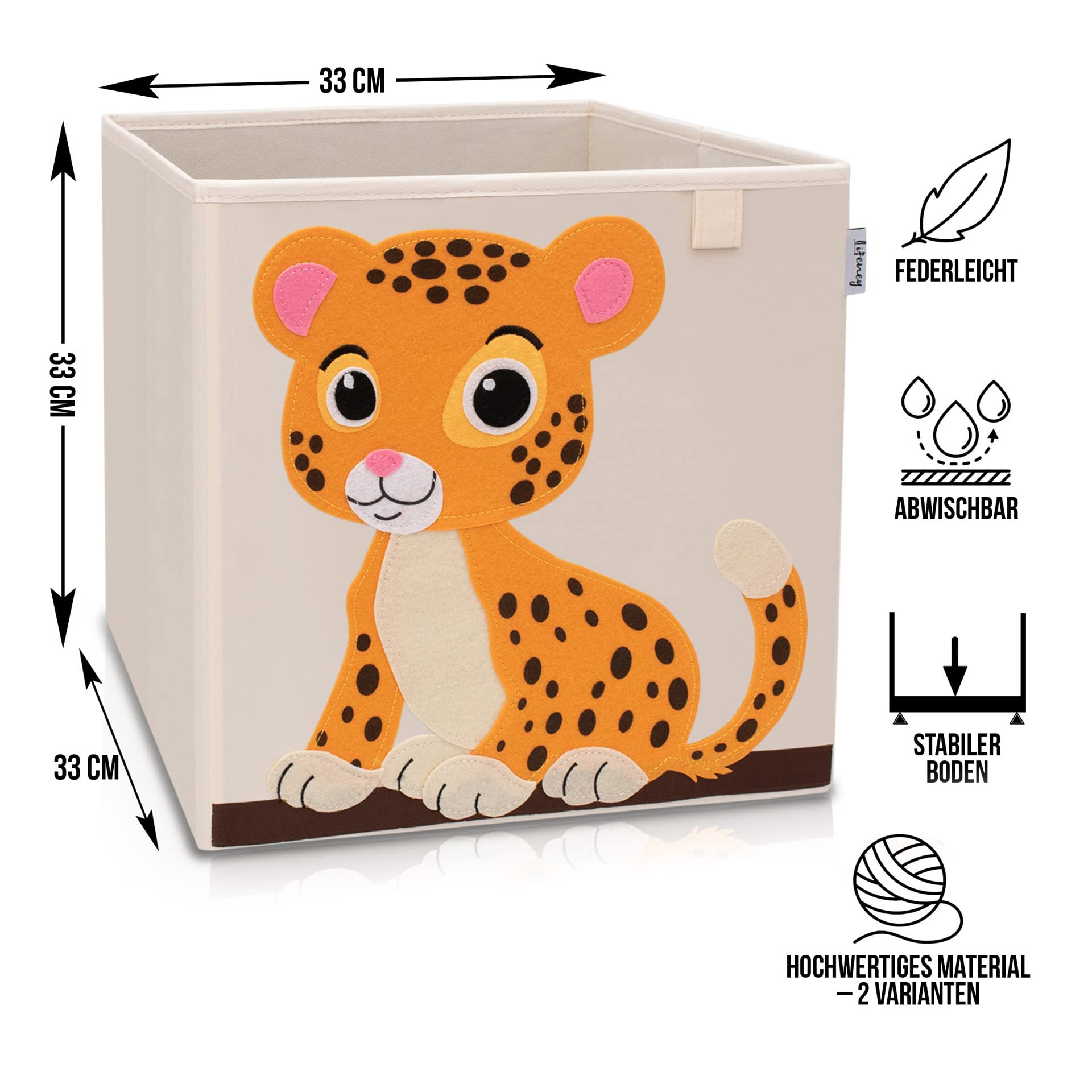 Aufbewahrungsbox im 3er Set Koala, Löwe und Tiger I Dreierpack Spielzeugbox mit Tiermotiv passend für Würfelregale I Ordnungsbox für das Kinderzimmer I Aufbewahrungskorb Kinder