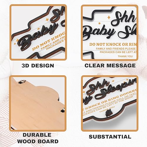 Miniatura 4 de Letrero de timbre con texto en inglés Please Do Not Knock or Ring (Please Do Not Knock) para puerta delantera, letrero de madera con texto en inglés