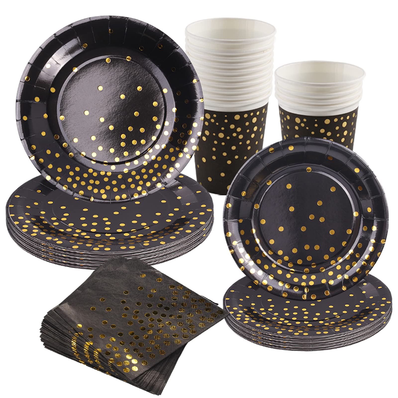 Buy Black Gold Party Plates Cups and Napkins,96Pcs Black and Gold Party