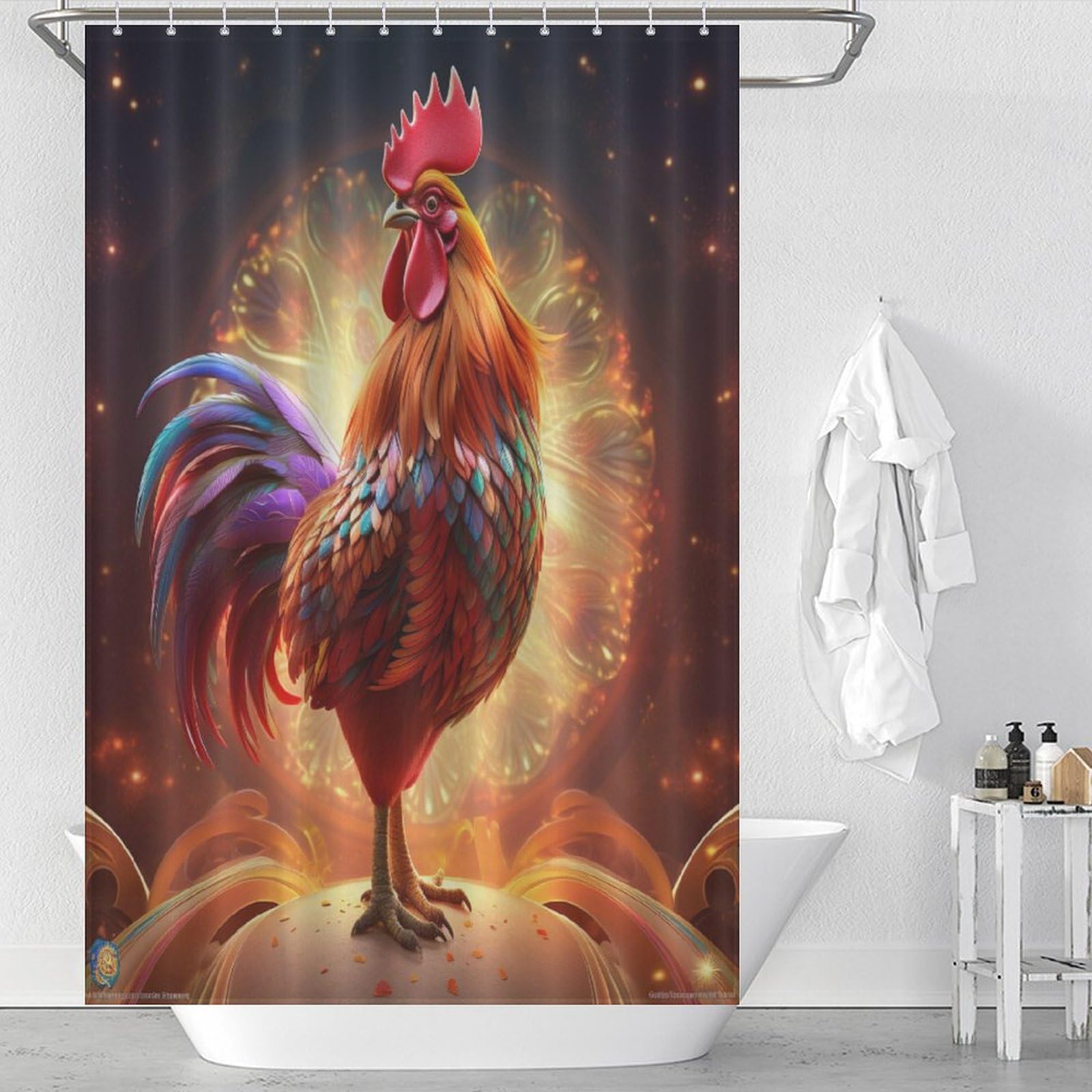 Coq rideau de douche imperméable 122x183 cm avec crochets pour baignoire salle de bain