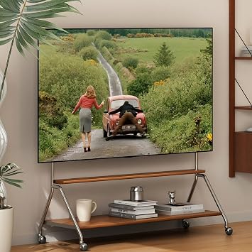 Mobile TV Stand Cart with Storage Shelf, Rolling TV Stand on Wheels for 40-75 Inch TVs, Floor TV- Cart for Bedroom,OfficeBrown