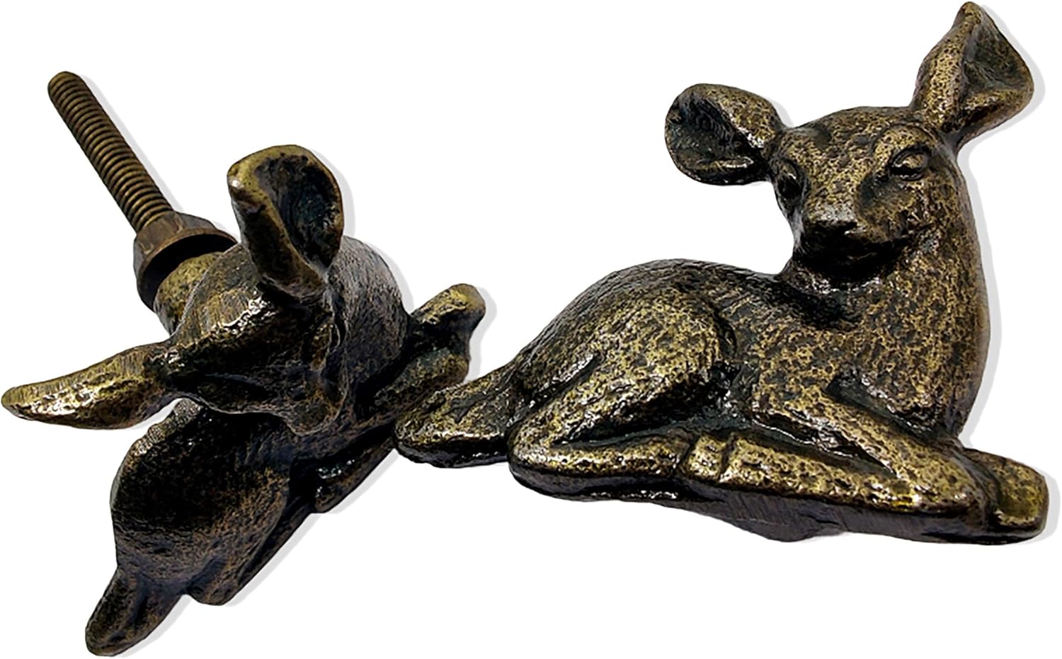 5MOONSUN5's Deer knobs cast Iron Solid Antique Finish Handmade Drawer Knobs Pulls Handles/Dresser Knobs Cabinet Pull Handles/Furniture Hardware (Set of 2)