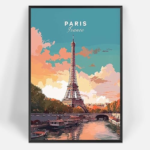 Vintage París City Paisaje Viaje Arte de París Retro Europa Francia Paisaje Lienzo Pósteres Torre Eiffel Impresiones Minimalistas Pintura para la