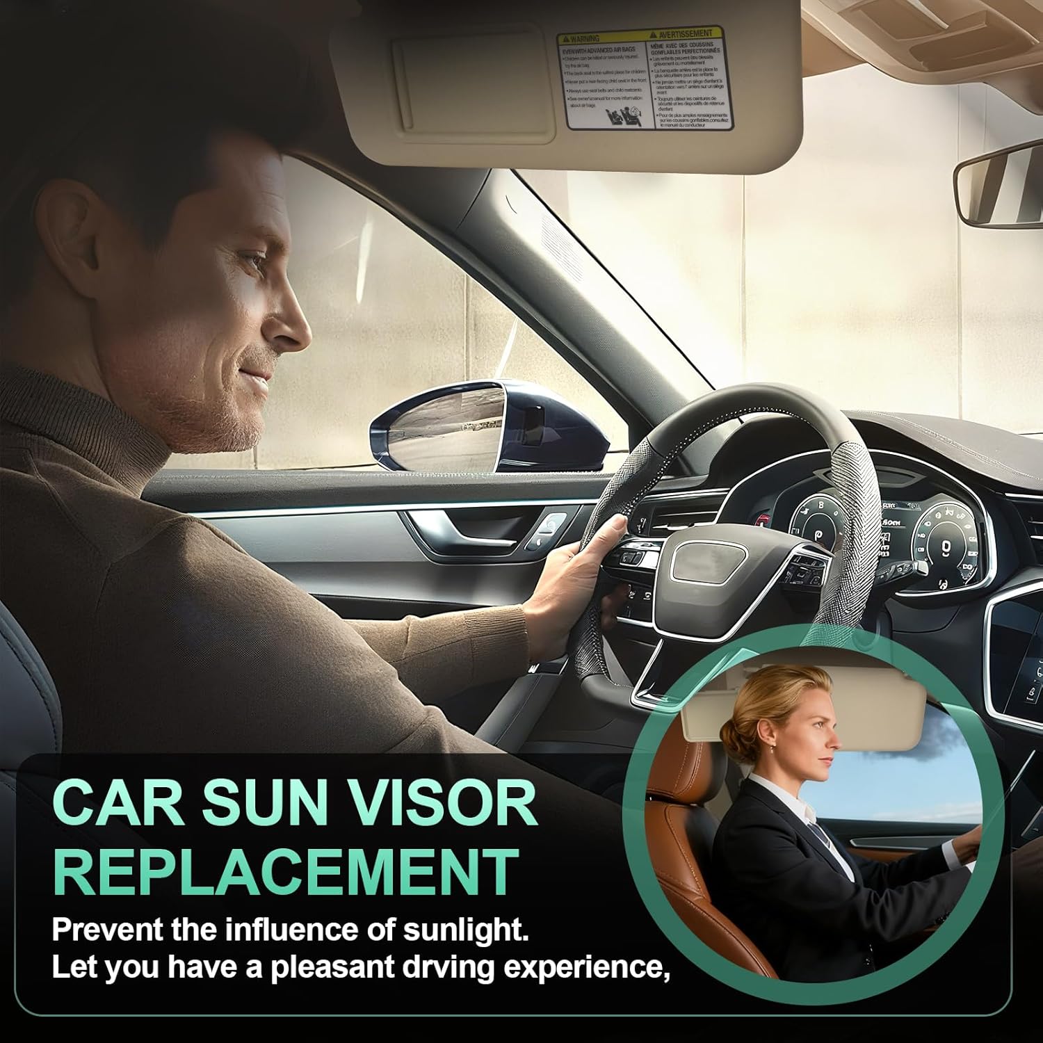 ItranMc Sun Visor Driver Side for 2006-2013 Toyota RAV4, Beige, Left Side Car Visor with Light Mirror,Replacement#74320-42501-B2