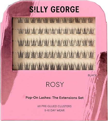 Silly George Pop-On Lashes, Pre-Glued Clusters 60 Ct, Black Rosy