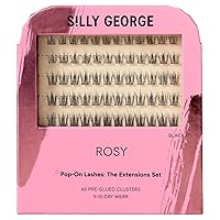 Vista 14 de Silly George Pestañas emergentes – racimos de pestañas postizas prepegadas de 1 paso, extensiones de aspecto natural, color negro, juego de 5 a 7