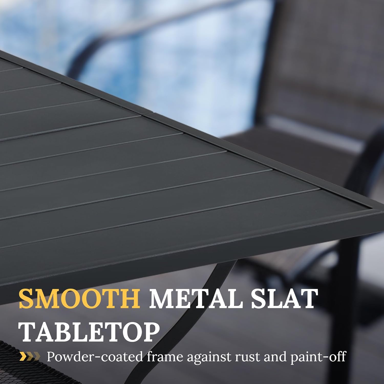 VICLLAX Outdoor Dining Table, Square Patio Furniture Table with Umbrella Hole