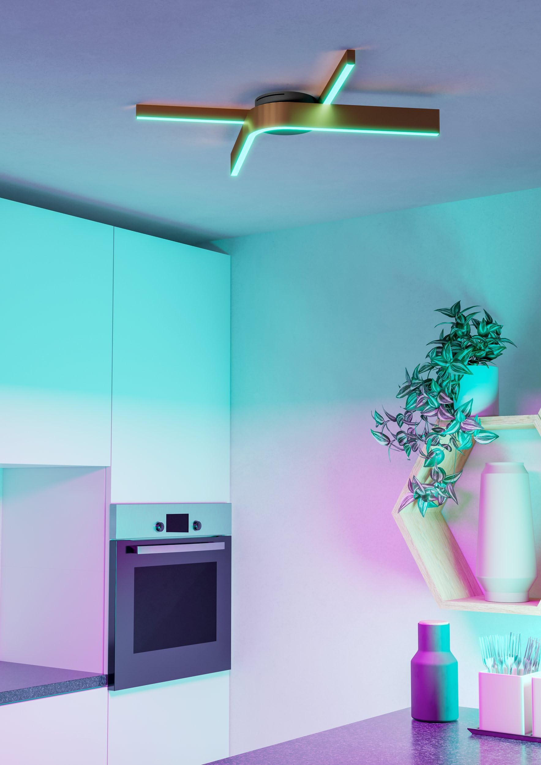 EGLO connect.z Smart-Home LED Deckenleuchte Folcino-Z, Deckenlampe dimmbar | ZigBee, Matter, App und Sprachsteuerung Alexa, warmweiß-kaltweiß, RGB, Bronze-Optik