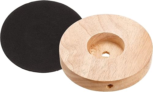 PATIKIL Base de lámpara de madera de 4.724 in, 1 paquete de base circular de madera maciza de madera para escritorio, soporte de repuesto para