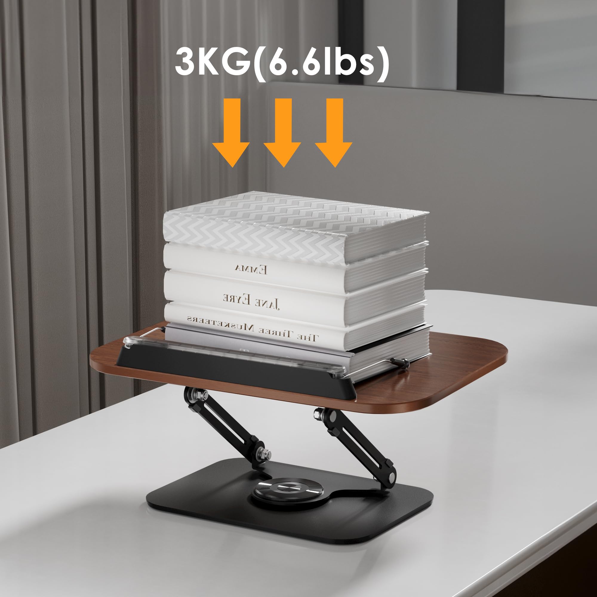SupeDesk Supporto per libri da lettura, in legno regolabile, girevole a 360°, pieghevole, con clip laterale, per ricette, riviste, tablet, laptop, elegante retrò