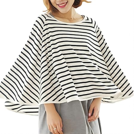 Sunkizzrs Cotton 360 Degree Nursing Covers for Feeding Mom Feeding Cover Breastfeeding Mother Feeding Scarf Breastfeeding (Black and White)