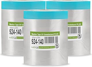 Colorus Abdeckfolie mit Klebeband – 3er Set 140 cm x 20 m – Gewebeband Masker Tape – Maler Abdeckfolie selbsthaftend – für Fensterfronten, Möbel & Türen – statisch haftende Folie