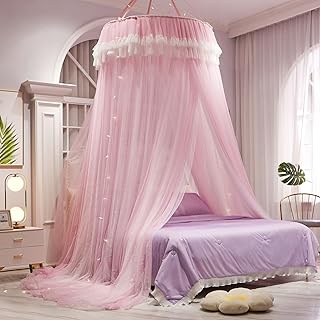 AIKASY Girls and Adults Canopy Bed, Elegant Double-Layer Bed Curtain, Ch...
