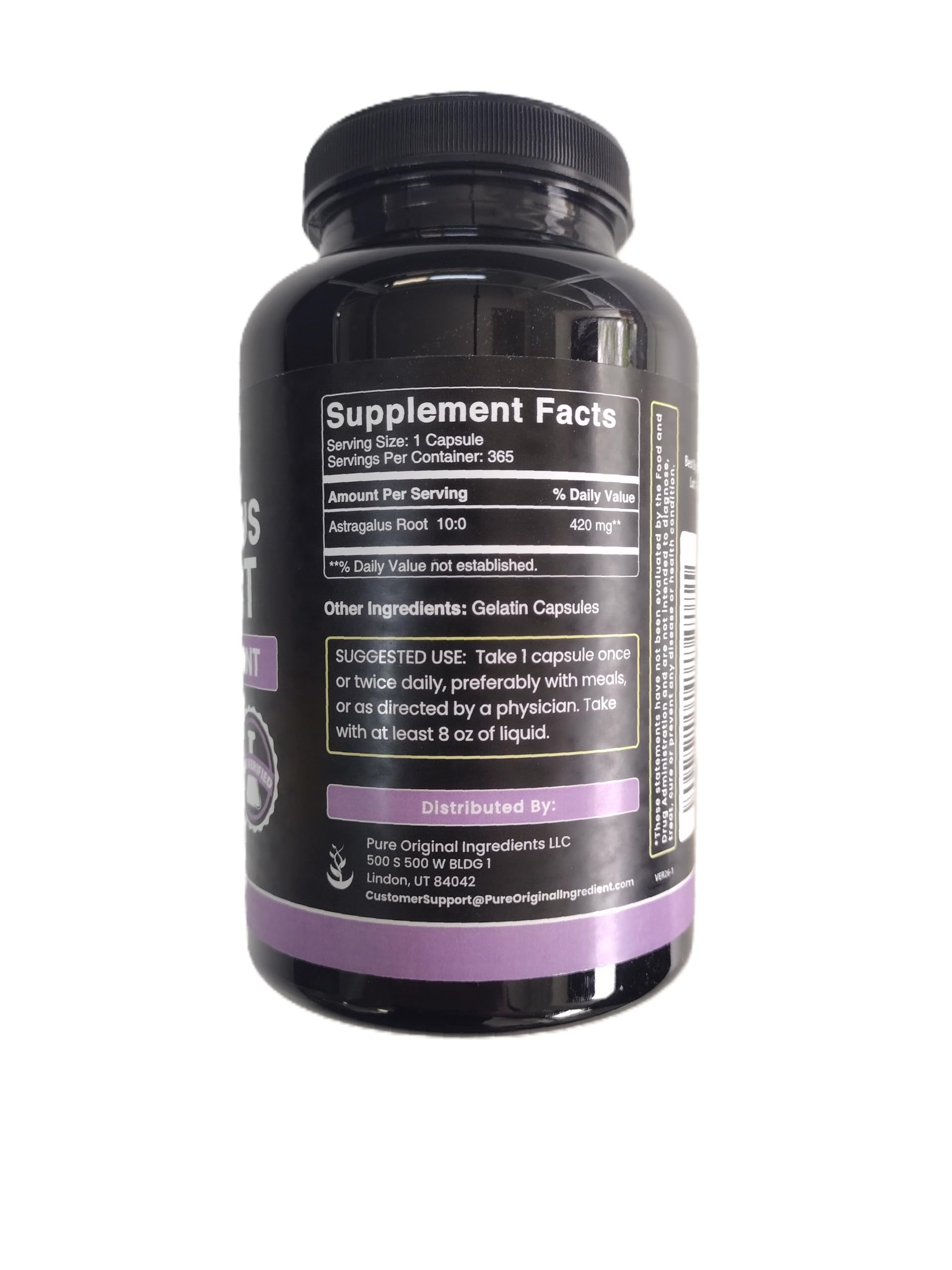 PURE ORIGINAL INGREDIENTS, Astragalus Extract, 365 Capsules — Amazon image 2