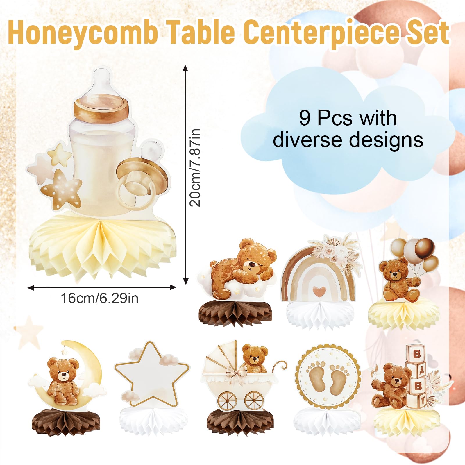 Tikplus Gender Reveal Deko - Bienenwaben Mittelstück Für Babyparty Tischdekoration
