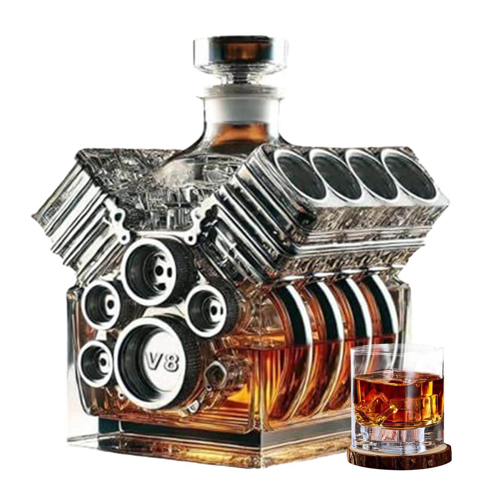 Decanter Brandy – Decanter per whisky con design con motori V8 | Bottiglia di liquore, decorazione per casa e bar, regalo di San Valentino, per tequila bourbon, brandy, strumenti per cocktail di nozze