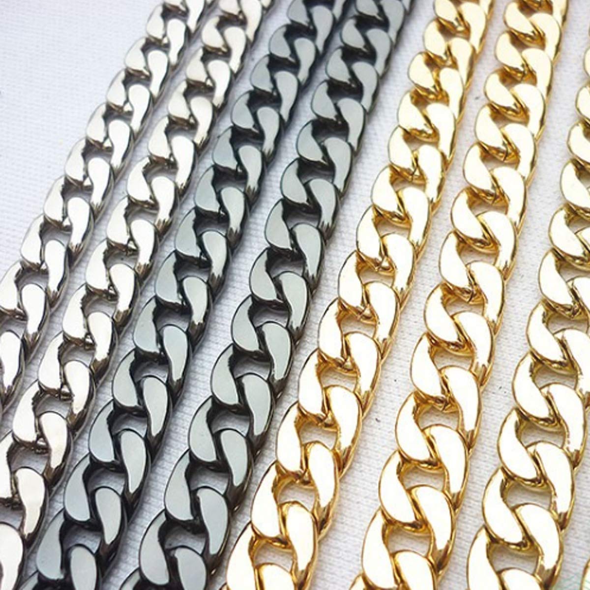 ZLYY 47" DIY Iron Flat Chain Strap Handbag Chains Accessories Purse Straps Replacement Straps, with Metal Buckles Light Gold 1