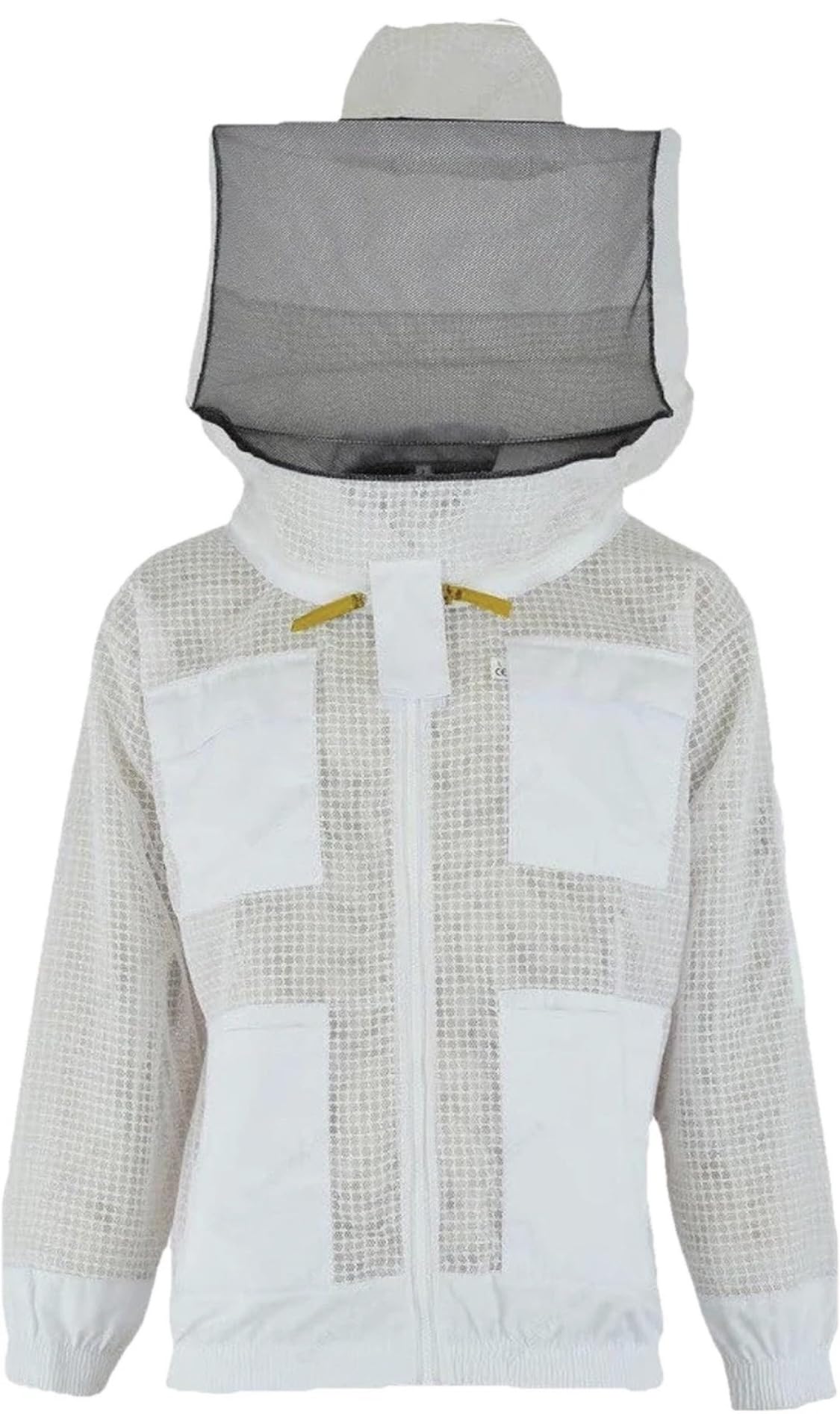 JRVG Unisex Bienenschutzjacke, 3 Schichten, ultra-belüftet, Sicherheitsschutz, Imkerjacke, rund, Schleierjacke mit kostenlosen Handschuhen, Weiß, weiß, M