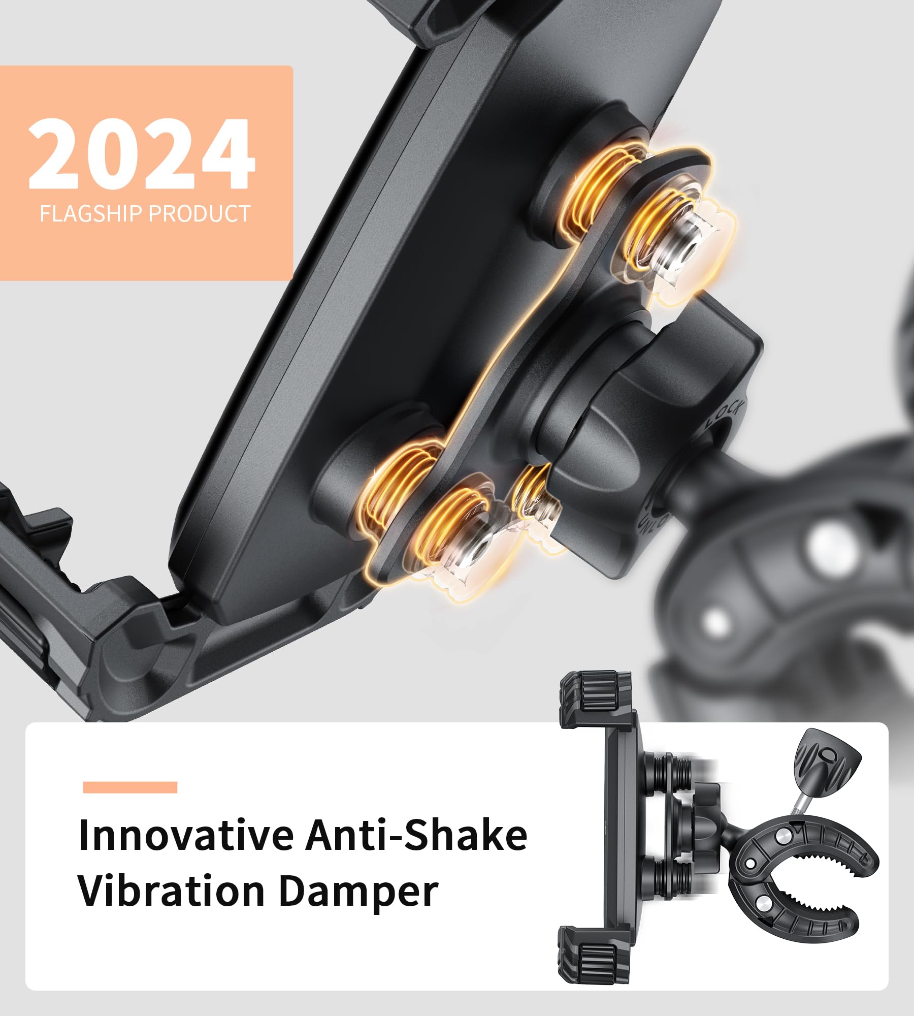 porta cellulare moto, Supporto Telefono moto, Manubrio porta Cellulare Bici,[Smorzamento multivibrazioni] [Rilascio 1S con pulsante] 360°Rotazione, per iPhone 11~16 Series,Huawei, Samsung, 4,7-6,8"