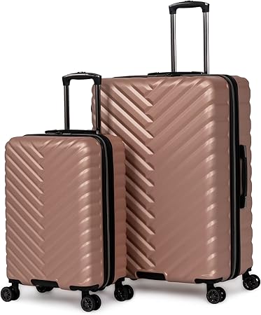 review Kenneth Cole REACTION Women's Madison Square Hardside Chevron Expandable Luggage, Rose Gold, 2-Piece Set (20