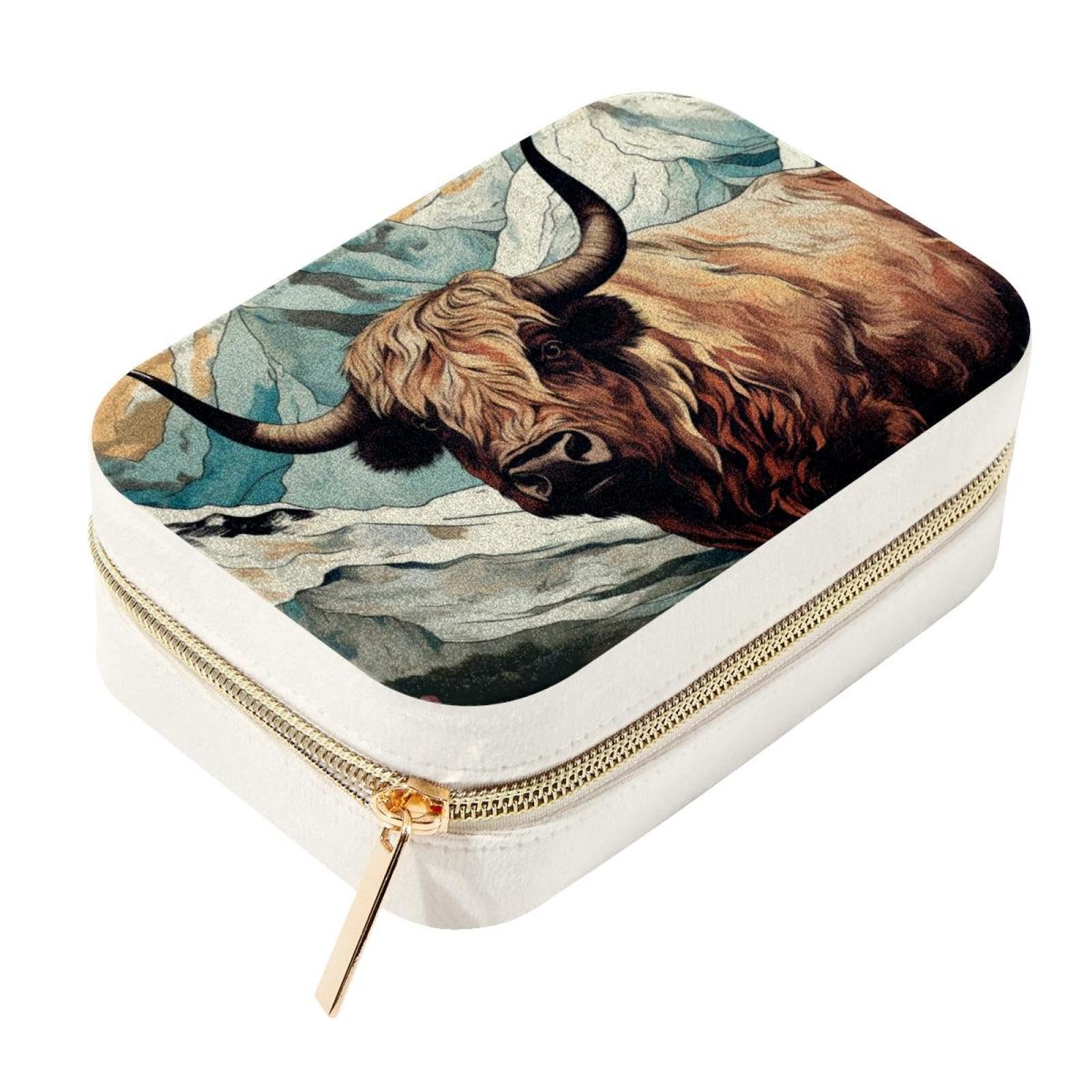 Boîte à bijoux avec motif yak grand format pour ranger bagues et colliers