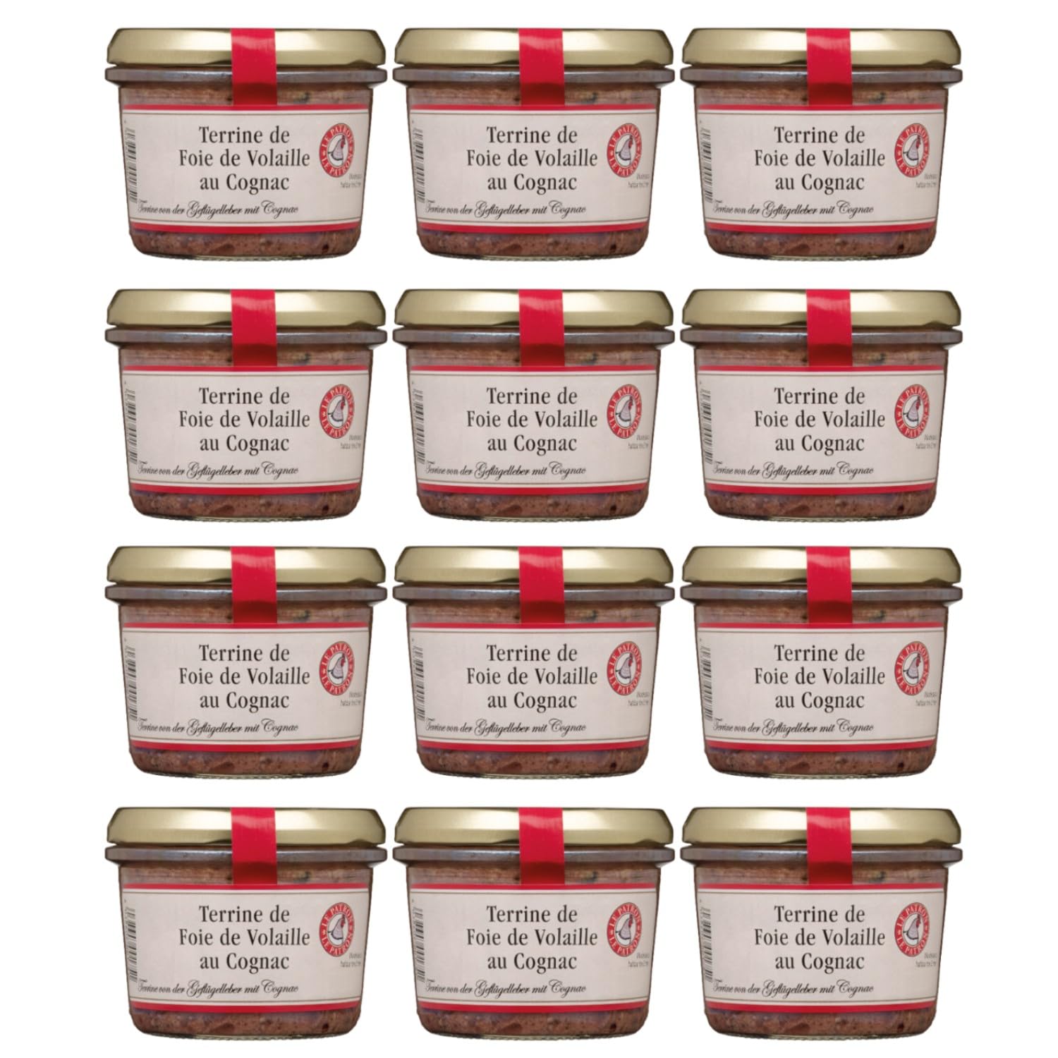 Terrine de Foie de Poulet au Cognac klassische Pastete mit Hühnerleber und Cognac Brotaufstrich Frankreich inkl. FeinWert E-Book (12 x 180g)