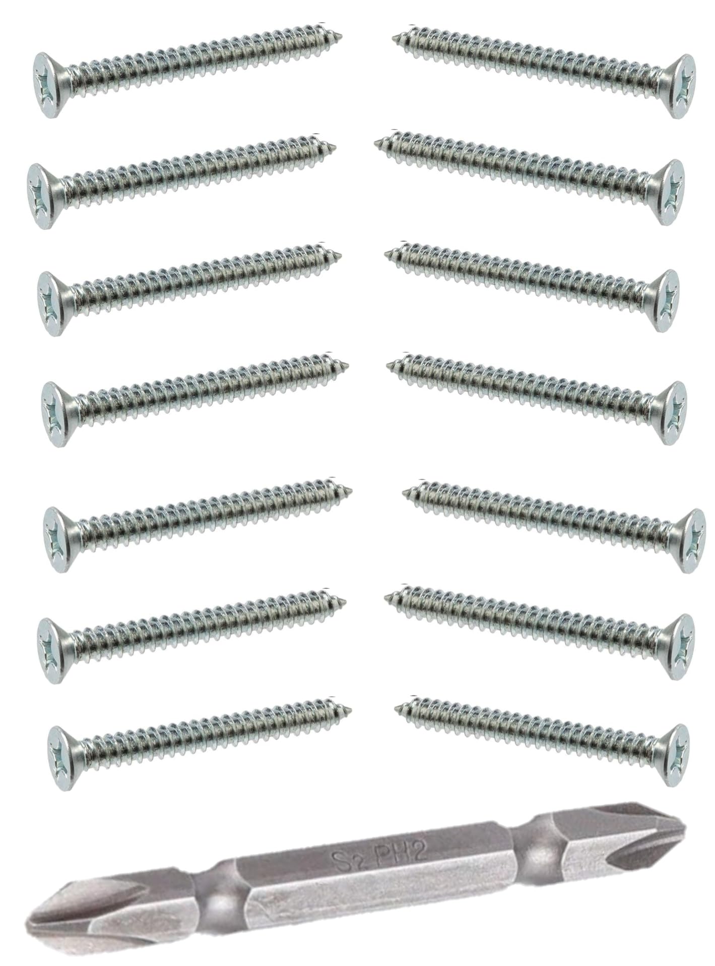 Truphe 2 inch Philips Bugle Head self Tapping Screw - Star Slot Csk Head Sheet Metal Screws. (50 mm) Pack of 100