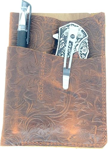 JJNUSA Organizador de bolsillo EDC de cuero con 4 bolsas para hombre, funda hecha a mano, funda para cuchillo, cartera, funda multiherramienta para