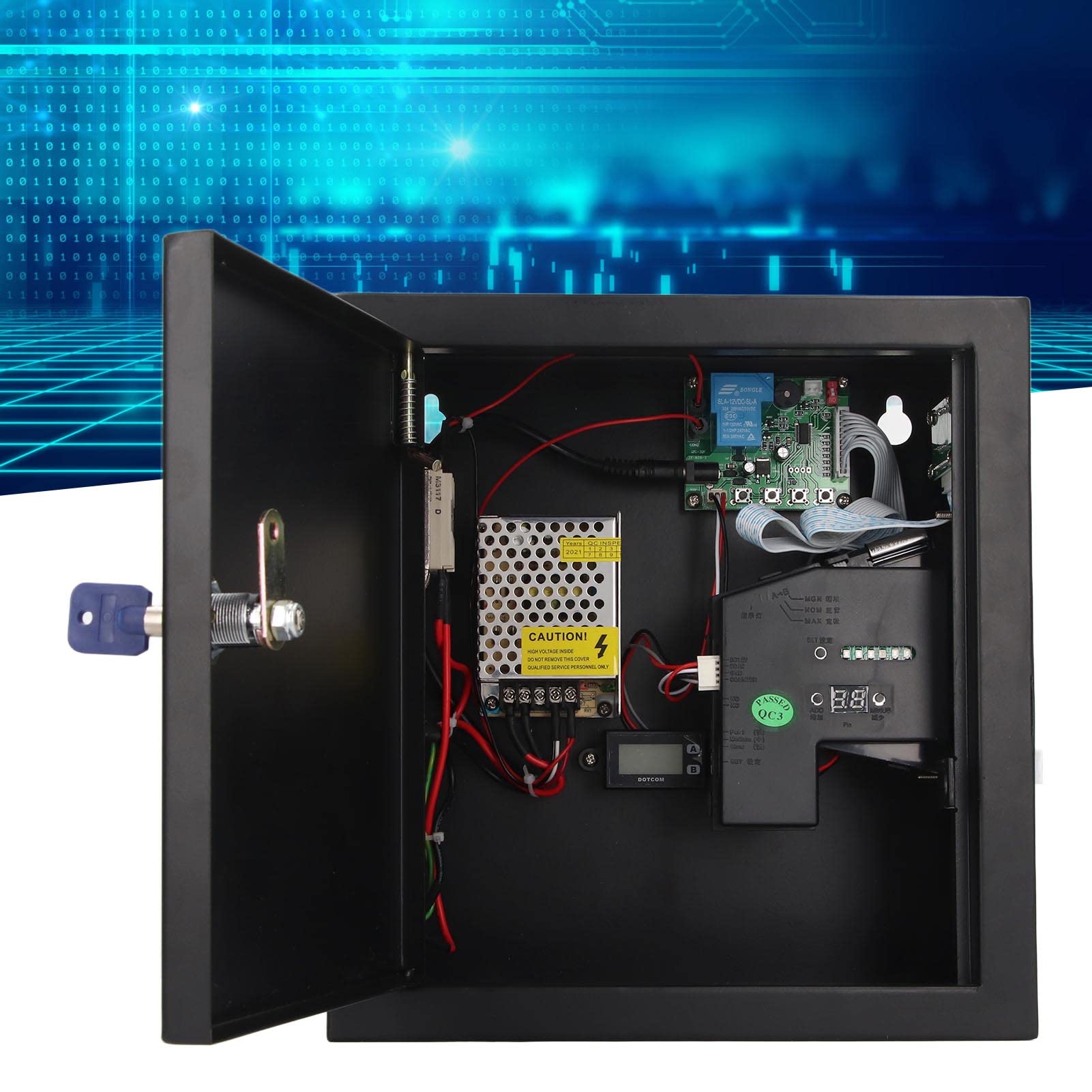 Asixxsix Boîte d'alimentation de contrôle de la minuterie à Monnaie, Boîte de Maturation à Monnaie programmable Accepteur de pièce pour Machine à Laver, Chaise de Massage