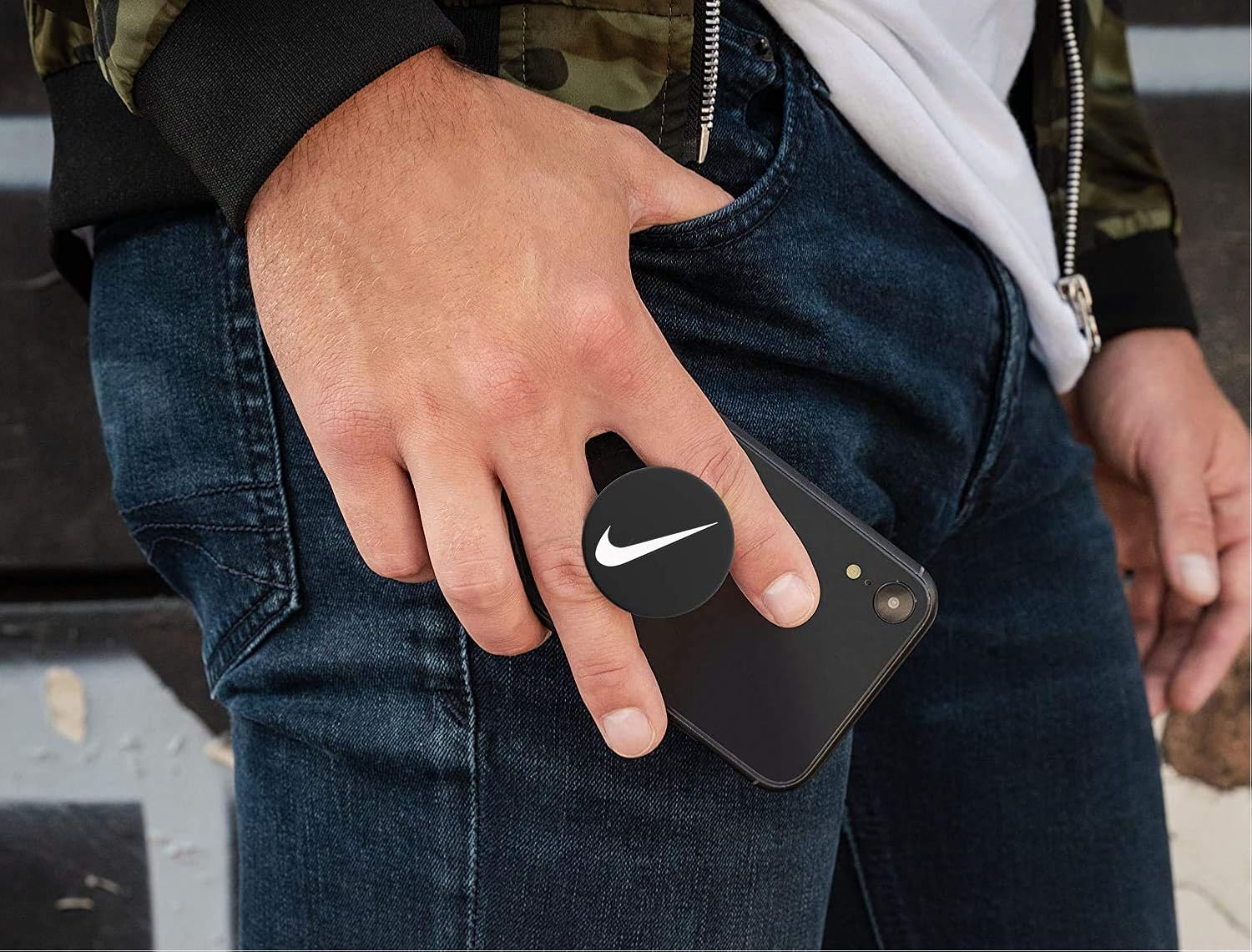 Phone hand holder, stand and Grip, Black