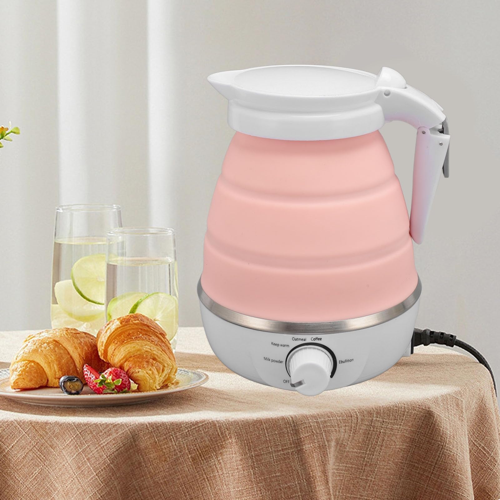 Zerodis Bouilloire électrique Pliable Portable 850 W Bouilloire électrique Pliable Bouilloire à Mise Hors Tension Automatique 600 Ml Silicone Mise Hors Tension Automatique Bouilloire à ur1pds29y3-12