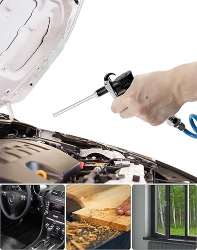 Miniatura 5 de QWORK Kit de pistola de soplado de aire, 2 juegos de limpiador de polvo resistente con bobina de 16 pies (16.4 ft) de largo, pistola de soplado de