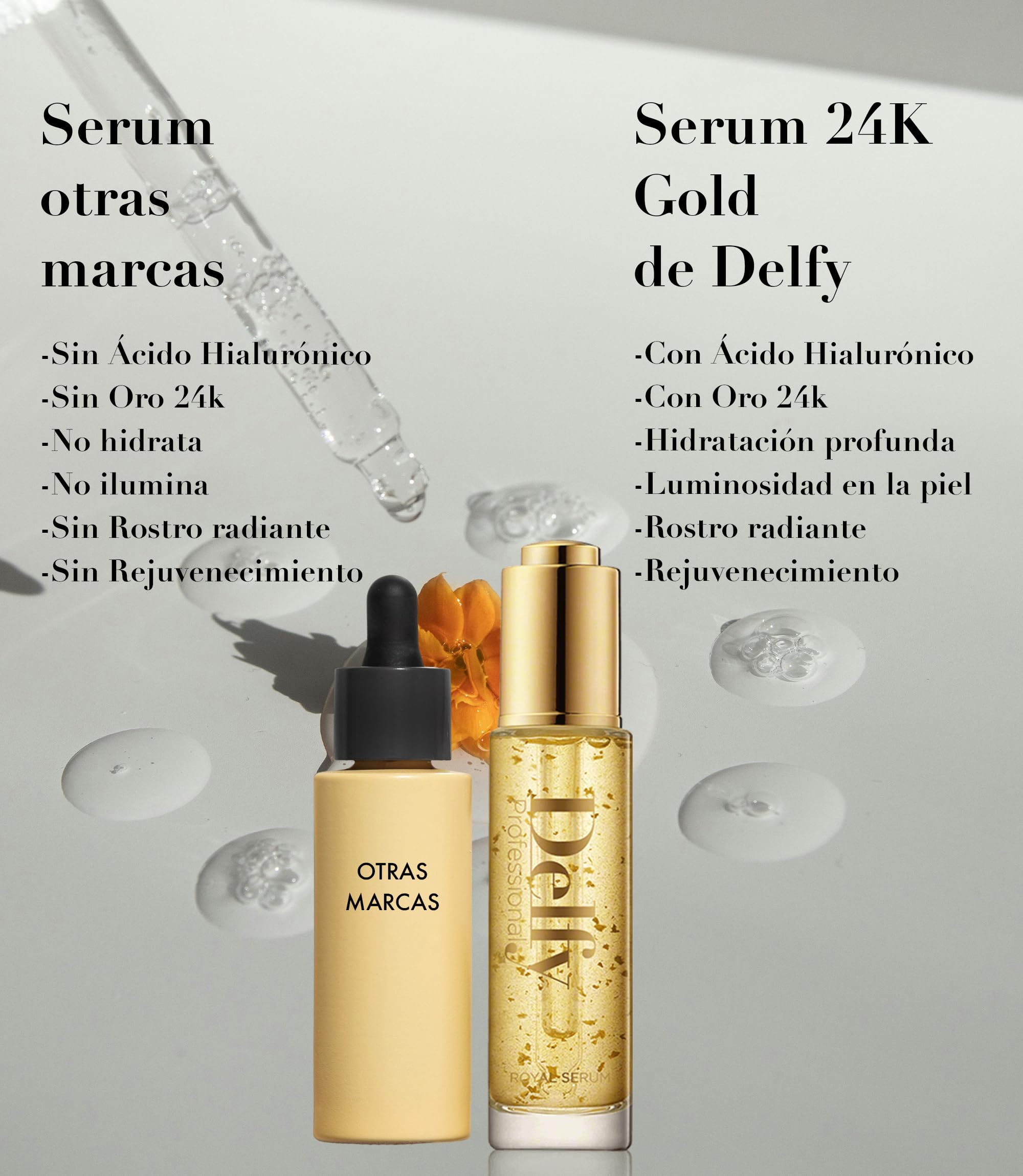 Serum Facial Antiedad Oro 24k Con Acido Hialuronico Hidratante Alta Eficacia 30 ml Cara Mujer Beauty Drops Serum Facial Mujer Antiedad Hidratante Facial Serum Cara Eclat Skincare Hyaluronic Acid Serum