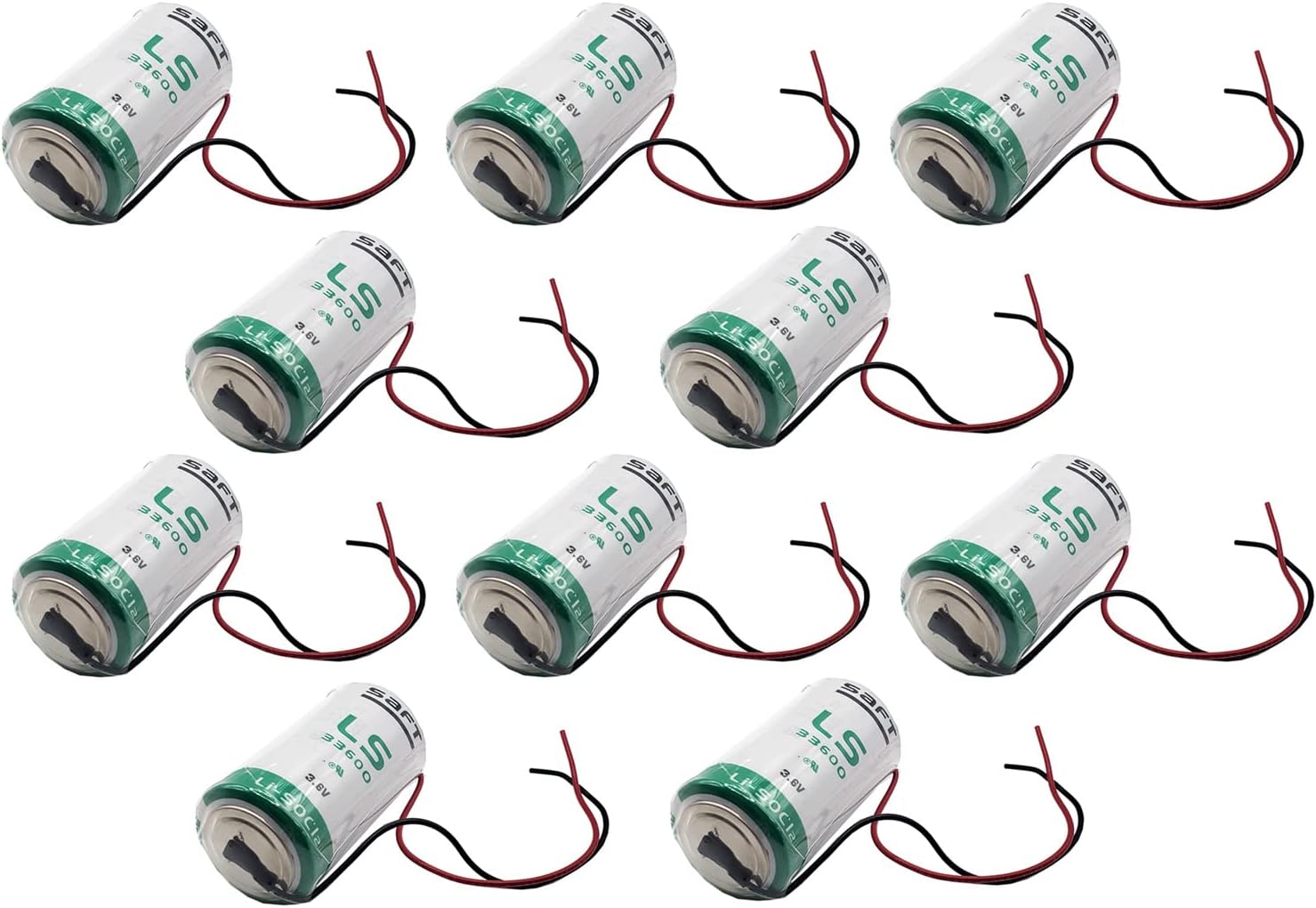 10x SAFT LS33600_WIRE D 3.6V 1700mAh Lithium Battery for Smart Munitions, RFID Tracking, Intrusion Sensors, Invisible Fencing, Asset Tracking, Theft Prevention, Locator Beacons SAFT MFG PN 700071