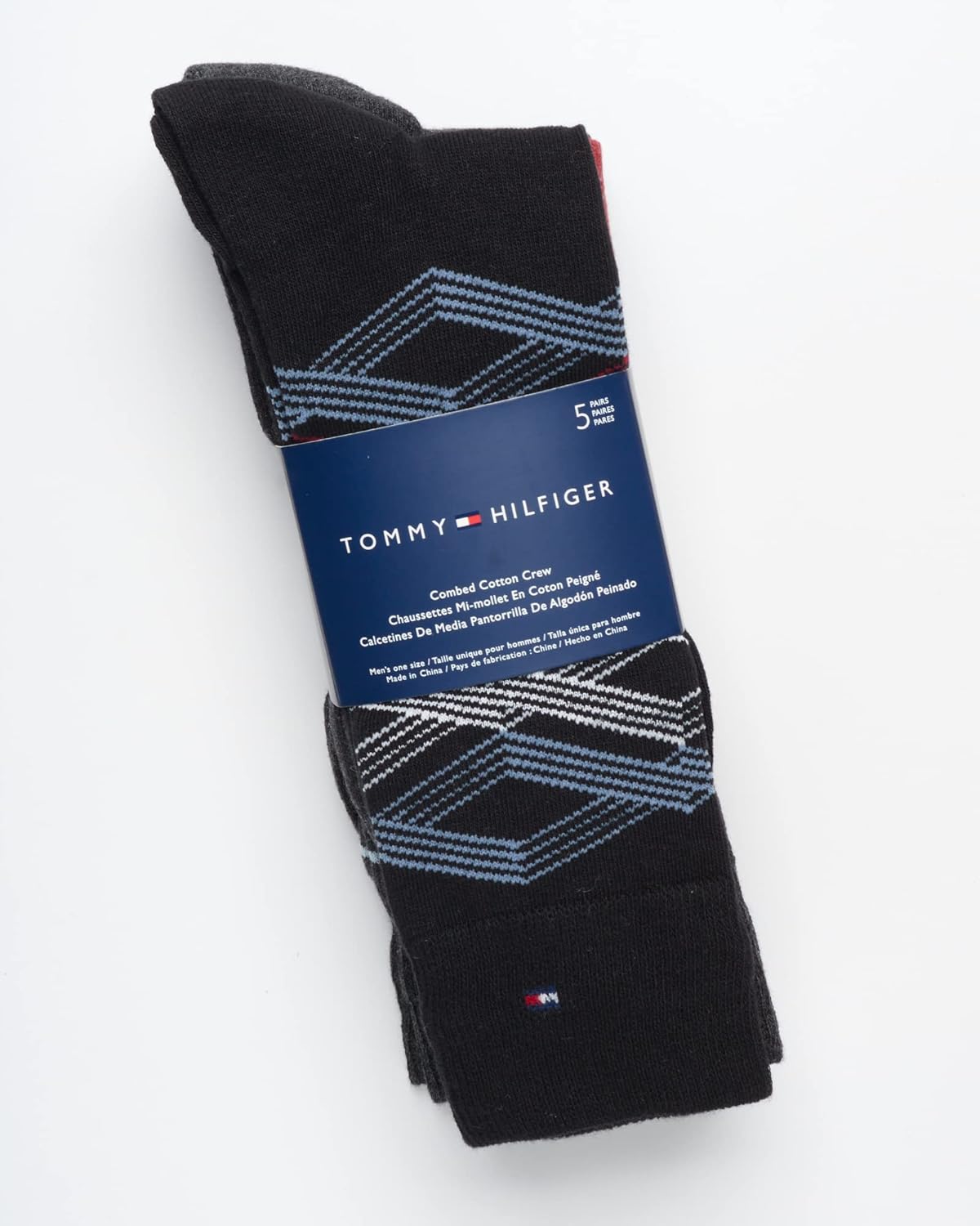 Tommy Hilfiger Mens Dress Socks - 5 Pack Lightweight Patterned Everyday Long Work Socks for Men for Casual & Formal Wear - Image 2