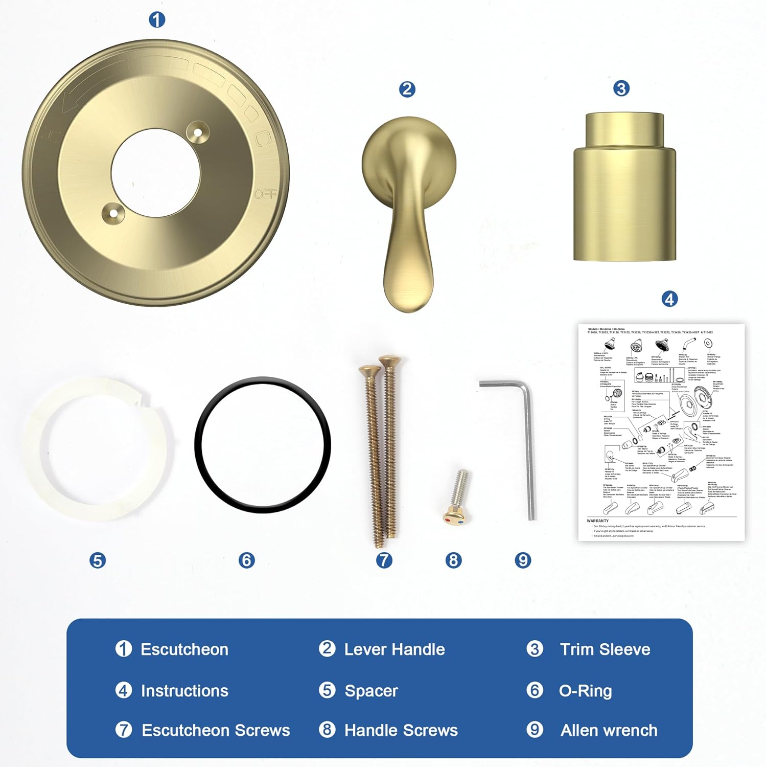 Replacement for D Faucet 13 Series Single-Function Shower Valve Trim Kit, Shower Handle, Champagne Bronze Shower Trim Kit T13020-CZ (Cartridge and Valve Not Included)