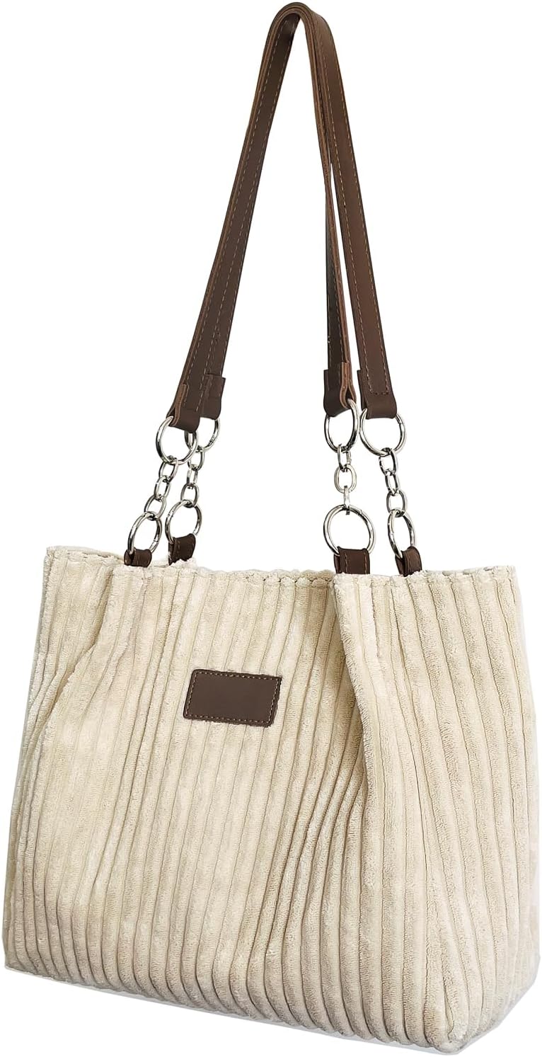 Ulisty Women Corduroy Tote Bag - Casual Shoulder Bag for Daily Shopping & Fashion