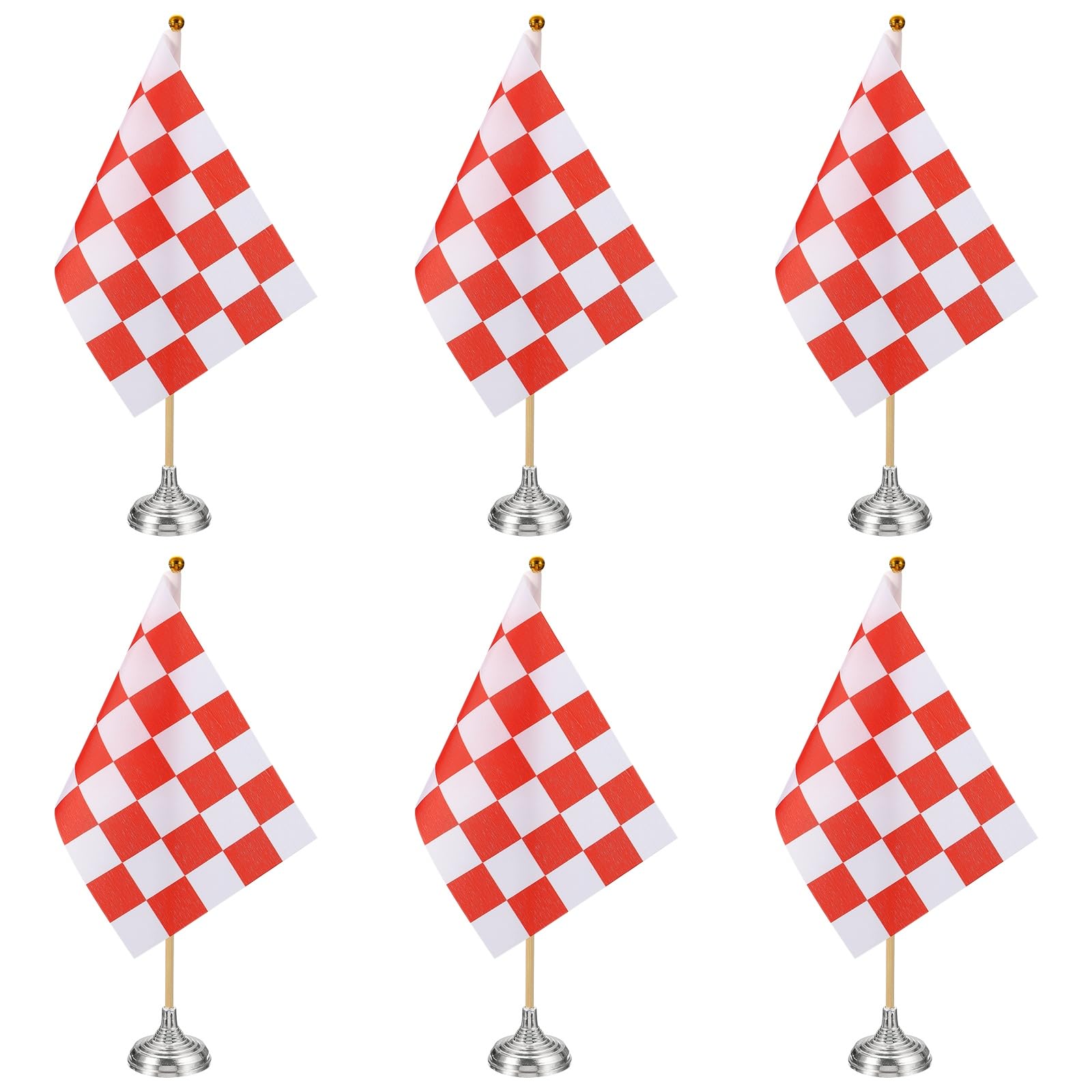 Petit ensemble de drapeaux de course de voiture avec bâton en bambou et base ronde